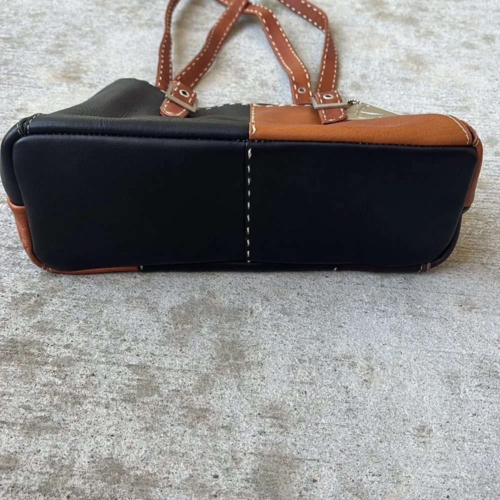 Lavive Leather Black and Brown Shoulder Bag